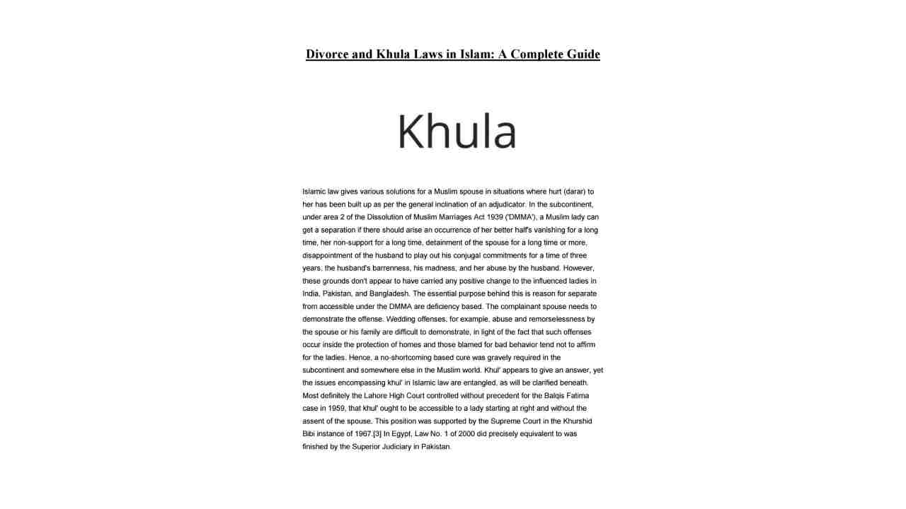 Understanding 'Khula' in Islam: